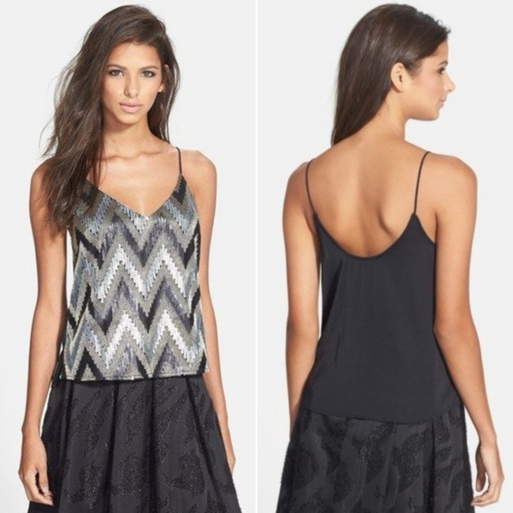 ASTR Revolve Metallic Sequin Spaghetti Straps Camisole Tank Top Size Small